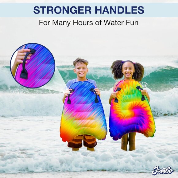 JAMBO 2 Pack Inflatable Surf Body Boards with Handles for Water Slides, Boogie - Picture 1 of 8